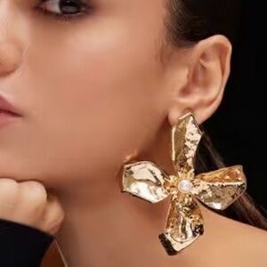 Natasha Couture Gold Tone Flower Earrings